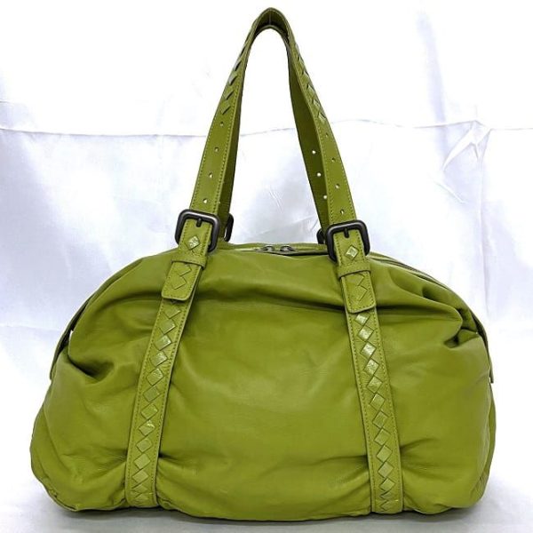 ec 20084 3 Bottega Veneta Intrecciato Leather Boston Bag Green