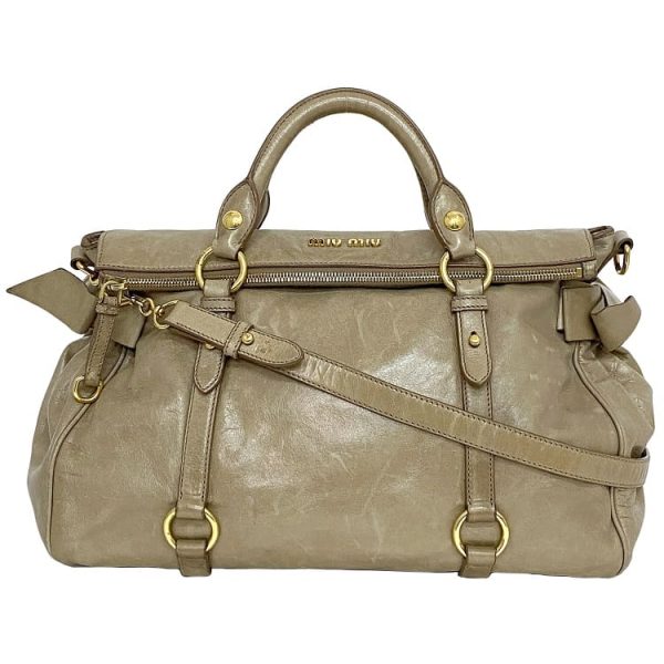 ec 20495 1 Miu Miu Cammeo Vitello Leather Handbag Beige