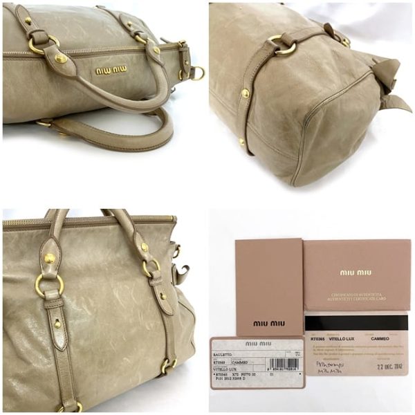 ec 20495 10 Miu Miu Cammeo Vitello Leather Handbag Beige