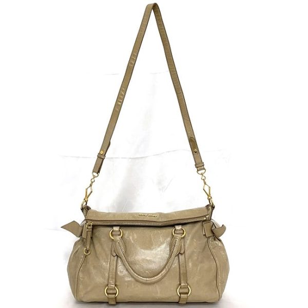 ec 20495 2 Miu Miu Cammeo Vitello Leather Handbag Beige