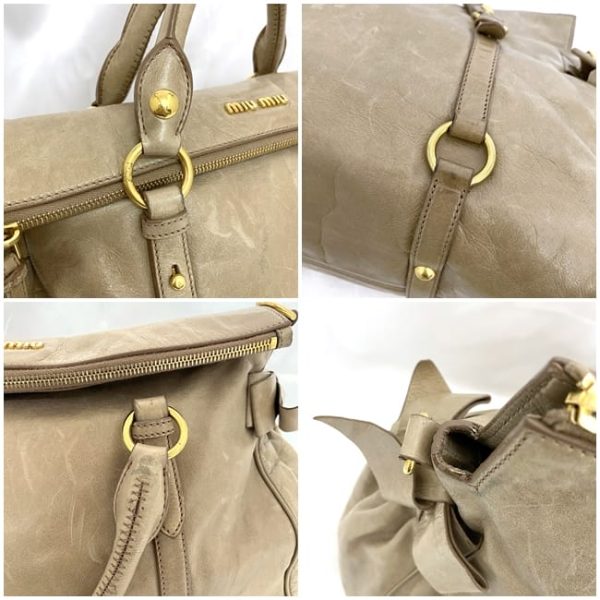 ec 20495 6 Miu Miu Cammeo Vitello Leather Handbag Beige