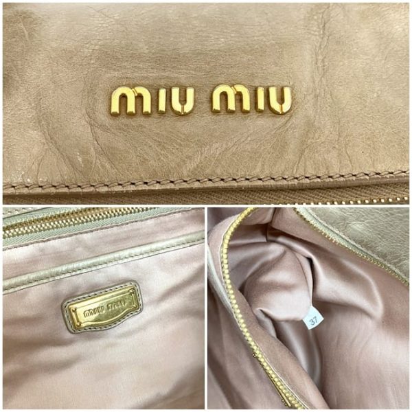 ec 20495 8 Miu Miu Cammeo Vitello Leather Handbag Beige