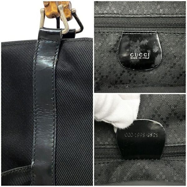 ec14260 10 Gucci Bamboo Tote Bag Canvas Leather Zipper Black