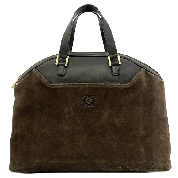 ec15920 1 Loewe Suede Leather Handbag Brown