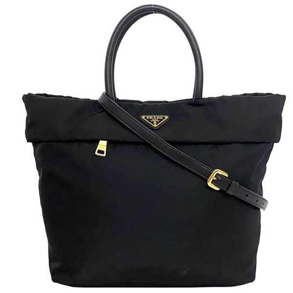 f 19587 1 Prada 2way Bag Nylon Leather Testuto Black Nero