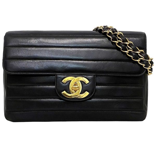 f14271 1 Chanel Chain Mademoiselle Single Flap Lambskin Shoulder Bag Black