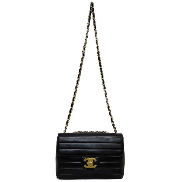 f14271 2 Chanel Chain Mademoiselle Single Flap Lambskin Shoulder Bag Black