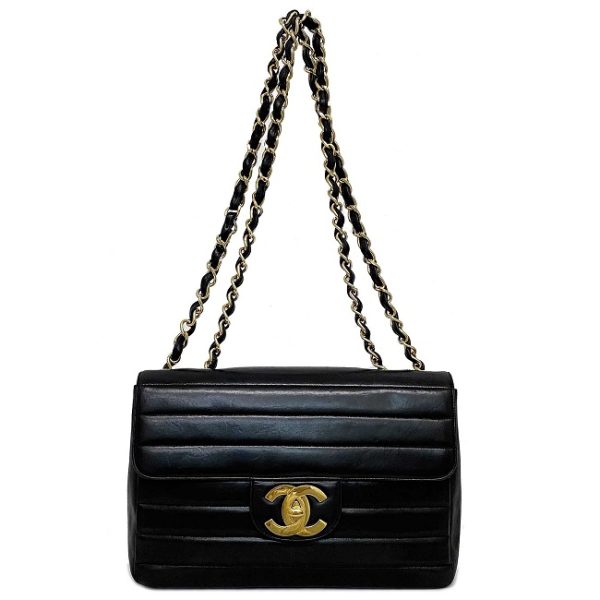 f14271 3 Chanel Chain Mademoiselle Single Flap Lambskin Shoulder Bag Black