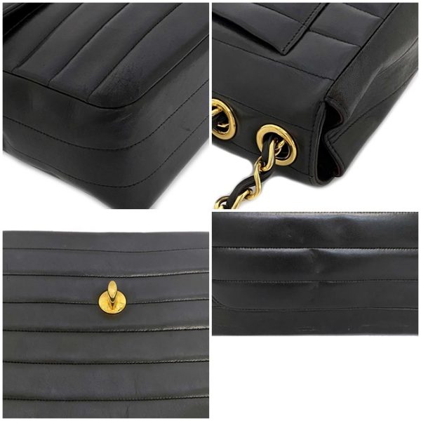 f14271 7 Chanel Chain Mademoiselle Single Flap Lambskin Shoulder Bag Black