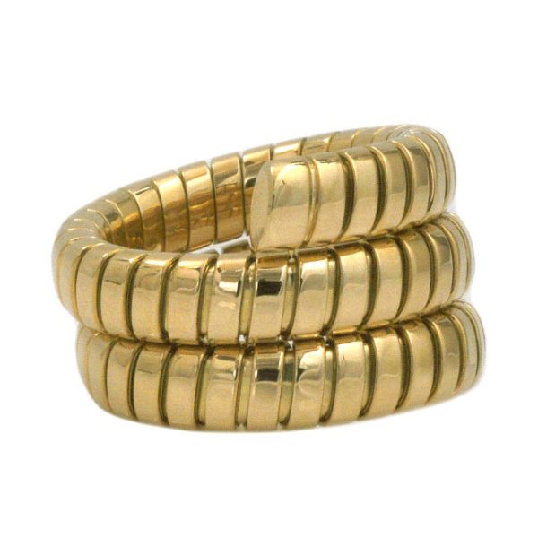 f15319 2 Bvlgari Ring Yellow Gold Tubogas Free Size 750 K18 S Rank