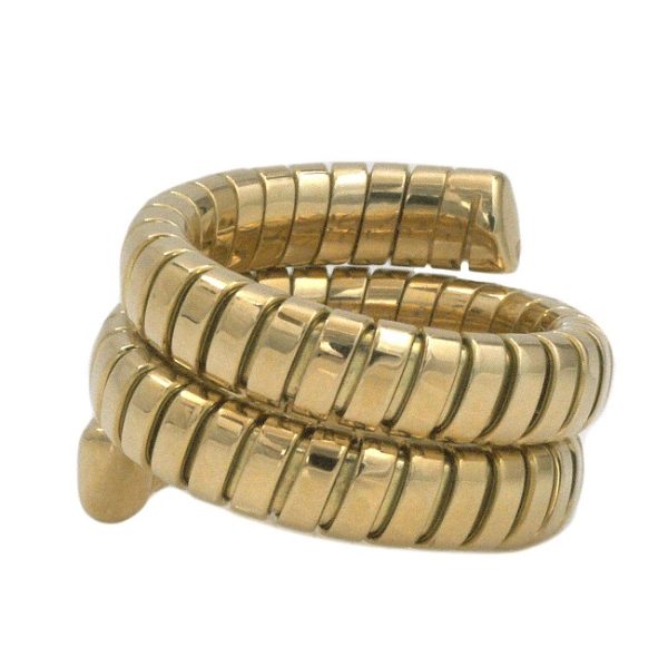 f15319 5 Bvlgari Ring Yellow Gold Tubogas Free Size 750 K18 S Rank