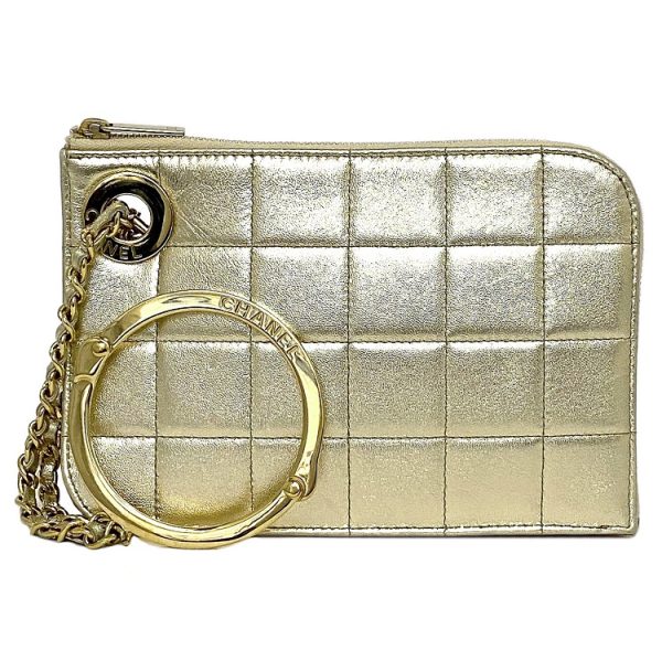 f15944 1 Chanel Lambskin Leather Clutch Bag Gold