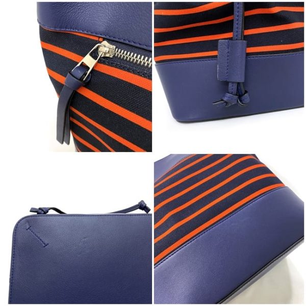 f16801 9 Loewe Midnight Stripe Leather Drawstring Bag Navy