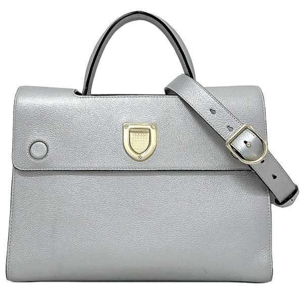 f17271 1 Christian Dior 2way Tote Shoulder Bag Silver Gold