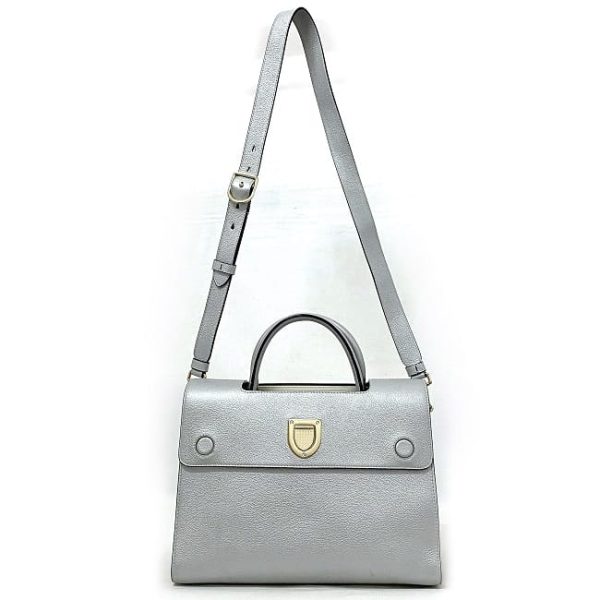 f17271 2 Christian Dior 2way Tote Shoulder Bag Silver Gold