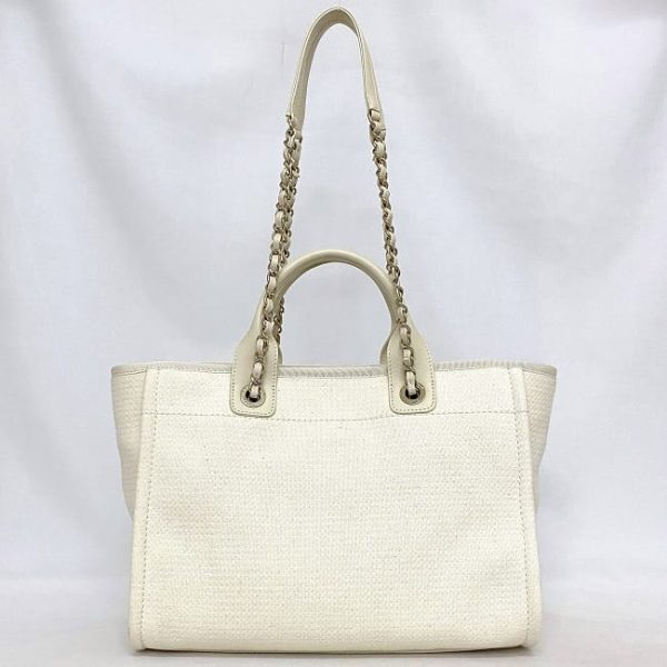 f17688 4 Chanel Deauville Mm Leather Tote Bag White