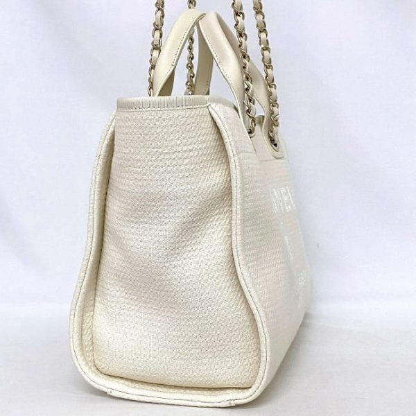 f17688 5 Chanel Deauville Mm Leather Tote Bag White