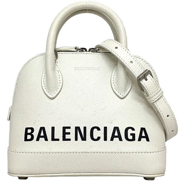 f18128 1 Balenciaga Ville Small Top Handle XXS 2way Bag Leather White