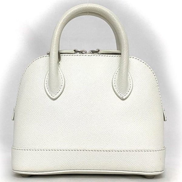 f18128 3 Balenciaga Ville Small Top Handle XXS 2way Bag Leather White