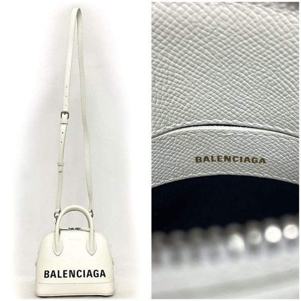 f18128 7 Balenciaga Ville Small Top Handle XXS 2way Bag Leather White