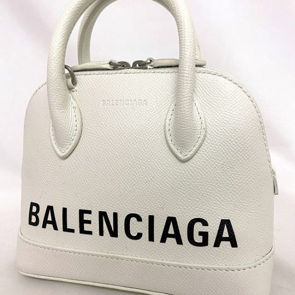 f18128 8 Balenciaga Ville Small Top Handle XXS 2way Bag Leather White