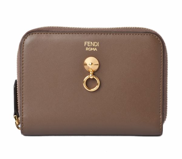 fd 19 015 1 Fendi Wallet Zipper Folding Wallet By The Way Calf Leather Brown