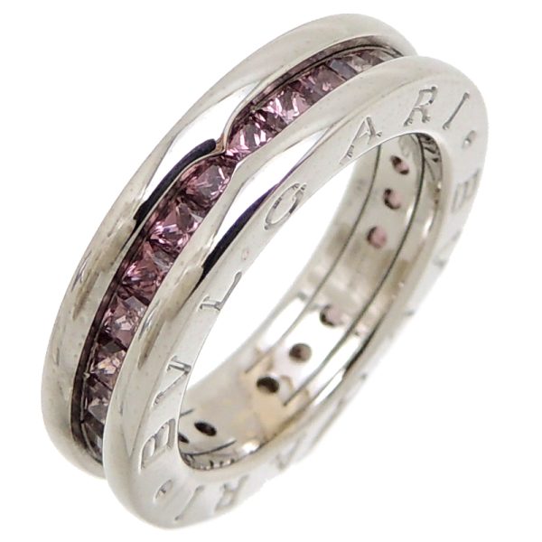 fdh70385 1 BVLGARI Rhodolite Garnet BZero One 1 Band Womens Ring 750 White Gold