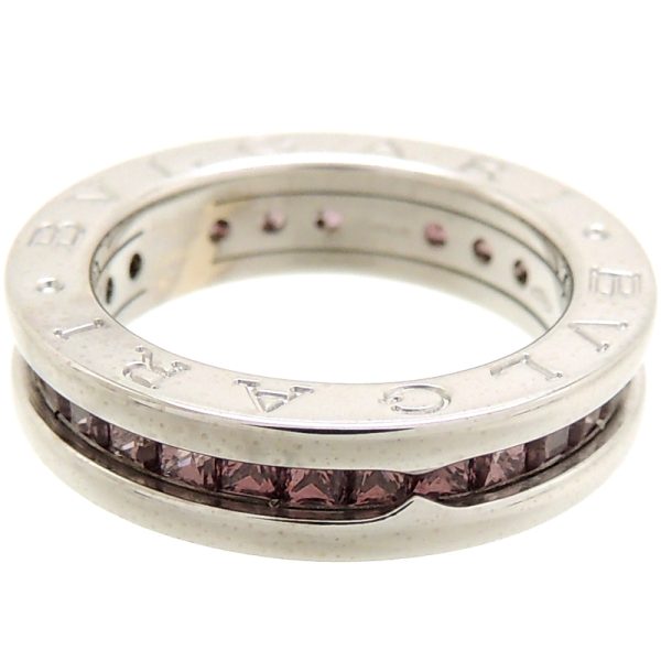 fdh70385 4 BVLGARI Rhodolite Garnet BZero One 1 Band Womens Ring 750 White Gold