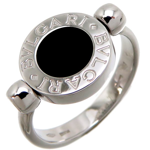 fdh81616 1 Bvlgari Flip Diamond x Onyx Womens Ring 750 White Gold No 4