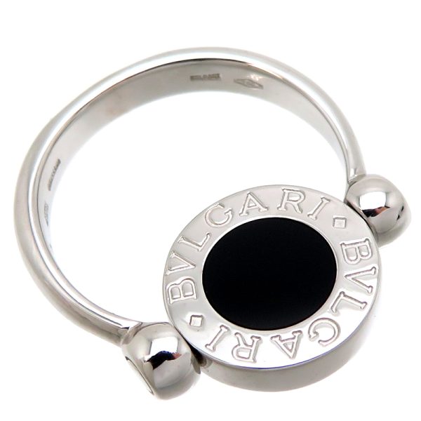 fdh81616 3 Bvlgari Flip Diamond x Onyx Womens Ring 750 White Gold No 4