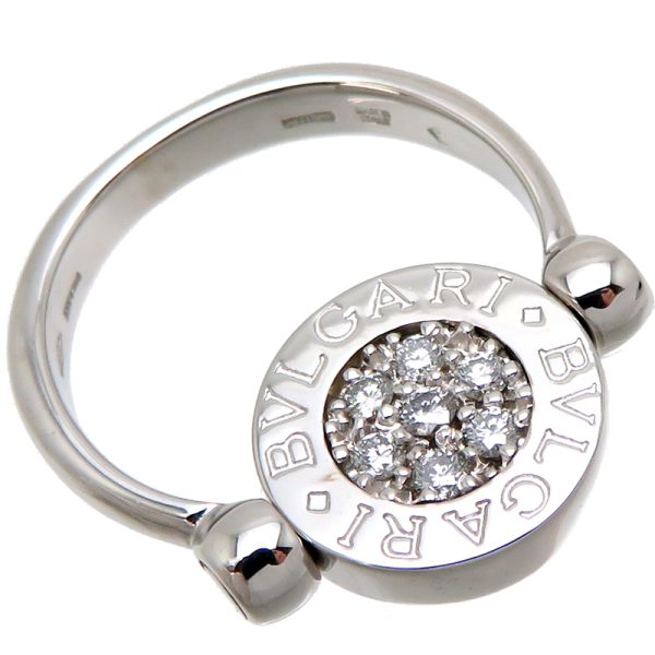 fdh81616 4 Bvlgari Flip Diamond x Onyx Womens Ring 750 White Gold No 4