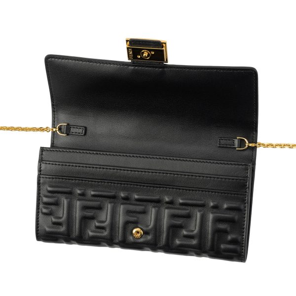 fe8m0365aajdf0kur 4 Fendi Long Wallet Baguette Leather Black