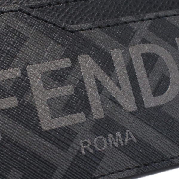 fen7m0333011 2 Fendi Card Case Logo Zucca Pattern Gray Black