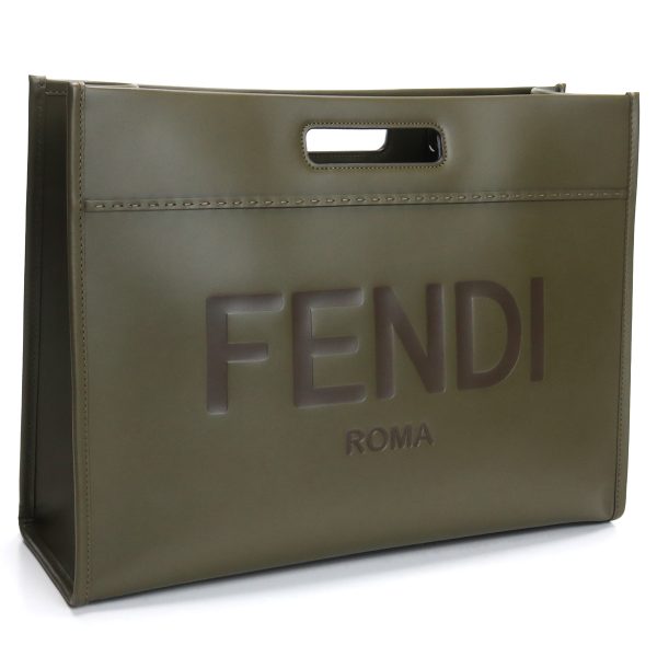 fen7va480021 1 Fendi Tote Bag Calf Leather Handbag Khaki