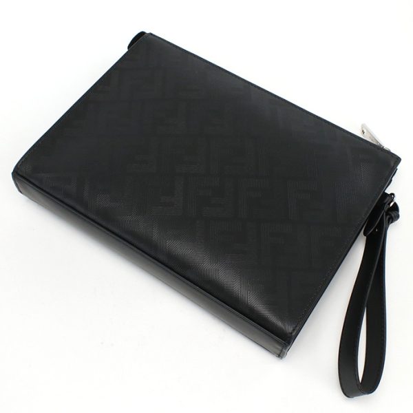 fen7va491041 4 Fendi Leather Shadow Diagonal Clutch Bag Black