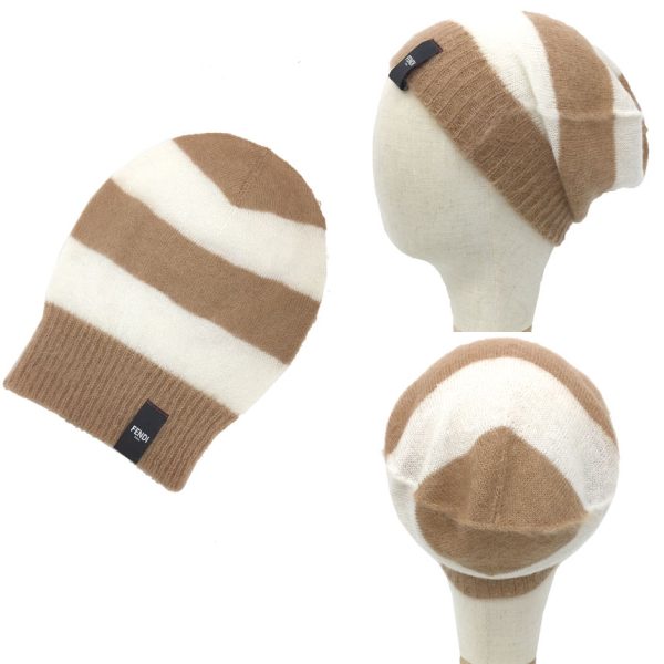 fendi9425 2 Fendi Knit Hat Knit Watch Hat Mohair Silk Border Ivory