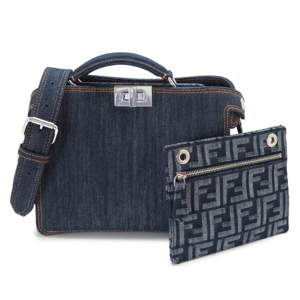 fepeekabooiseeu Fendi Peekaboo Iseeu Small Shoulder Bag Denim Blue