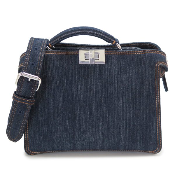 fepeekabooiseeu 1 Fendi Peekaboo Iseeu Small Shoulder Bag Denim Blue