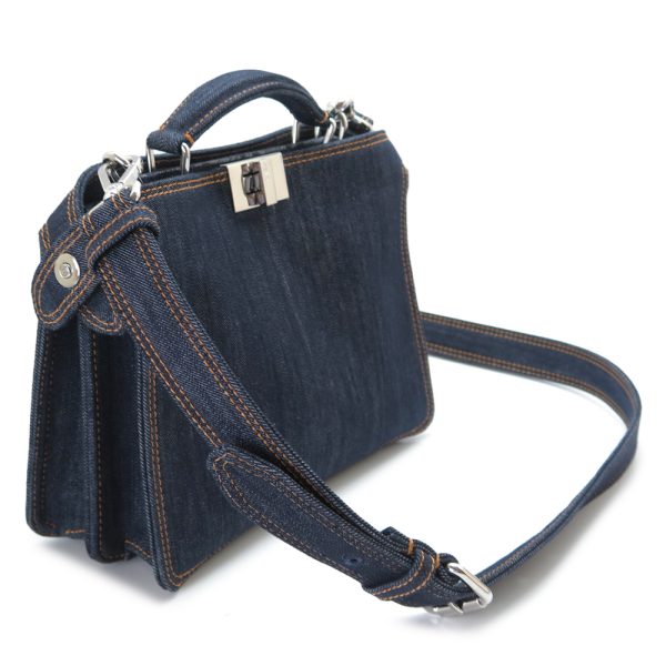 fepeekabooiseeu 2 Fendi Peekaboo Iseeu Small Shoulder Bag Denim Blue