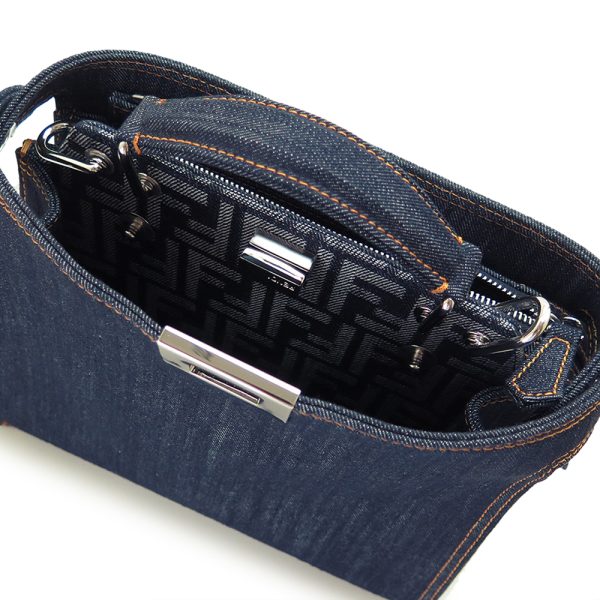 fepeekabooiseeu 6 Fendi Peekaboo Iseeu Small Shoulder Bag Denim Blue