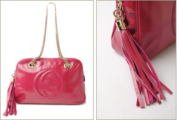 g 18 009 3 GUCCI Chain Shoulder Bag Soho Interlocking G Leather Fuchsia