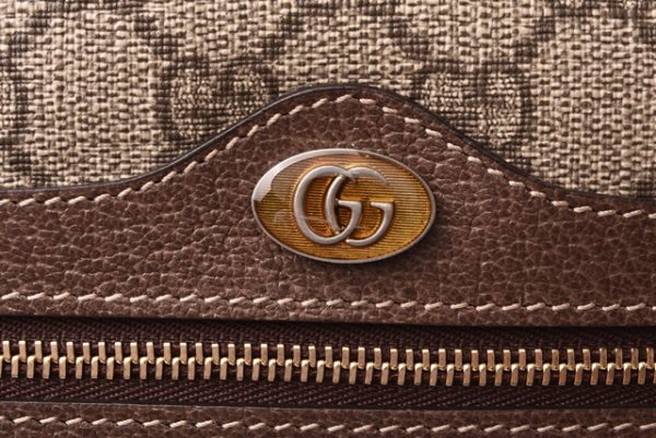 g 19 009 6 Gucci Pouch GG Supreme Leather Clutch Bag Brown