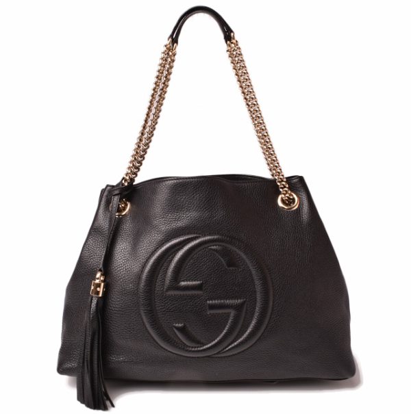 g 19 029 1 Gucci Soho Interlocking G Chain Shoulder Bag Black