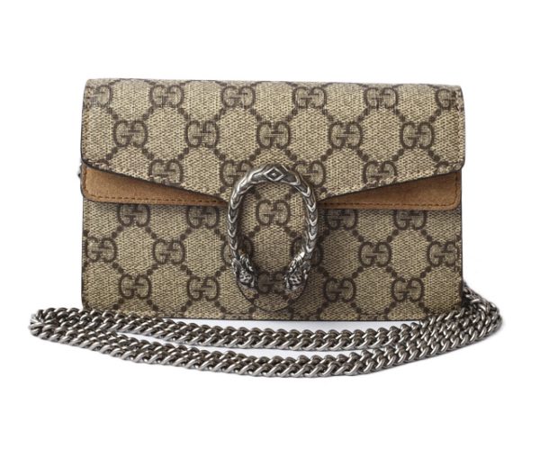 g 19 056 1 Gucci Dionysus GG Supreme Super Mini Chain Bag Beige