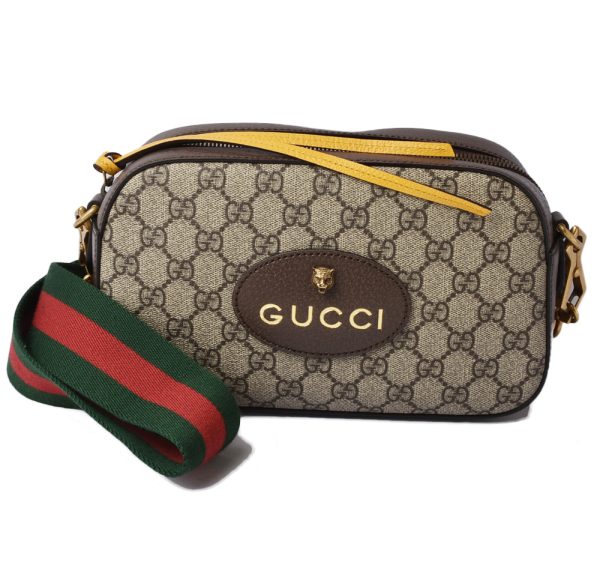 g 19 061 1 Gucci Tiger GG Supreme Shoulder Clutch Bag Brown Beige