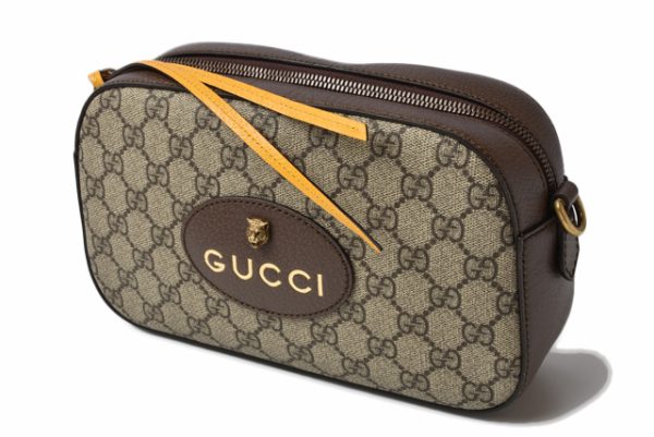 g 19 061 7 Gucci Tiger GG Supreme Shoulder Clutch Bag Brown Beige