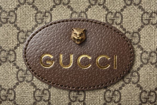 g 19 061 8 Gucci Tiger GG Supreme Shoulder Clutch Bag Brown Beige