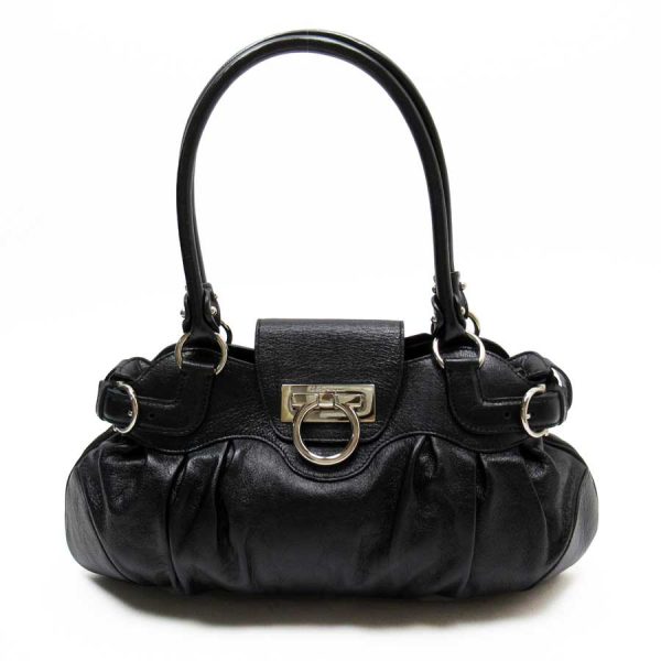 g1502c 1 Salvatore Ferragamo Handbag Gancini Leather Black