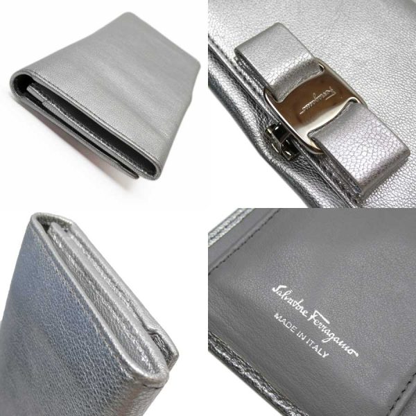 g1681b 2 Salvatore Ferragamo Bifold Long Wallet Leather Silver