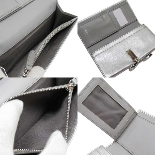 g1681b 3 Salvatore Ferragamo Bifold Long Wallet Leather Silver